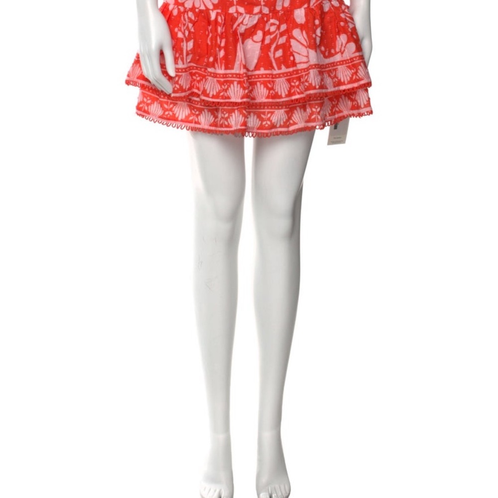 Farm Rio New Orange Neon Jungle Tiered Mini Skirt Size Medium - Picture 5 of 6